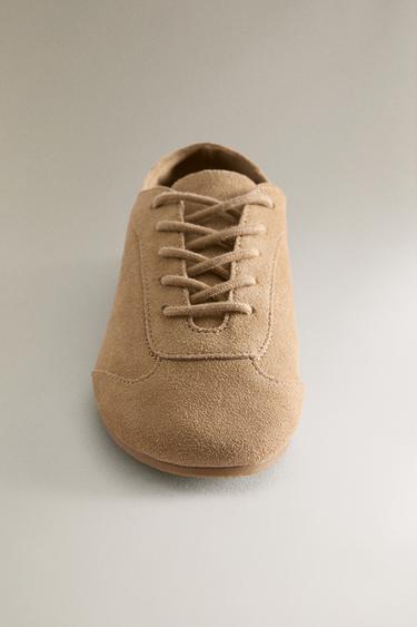 KIDS' LEATHER TRAINERS - Taupe Grey by Zara - Image 3