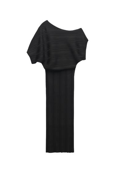 RIB KNIT ASYMMETRIC DRESS