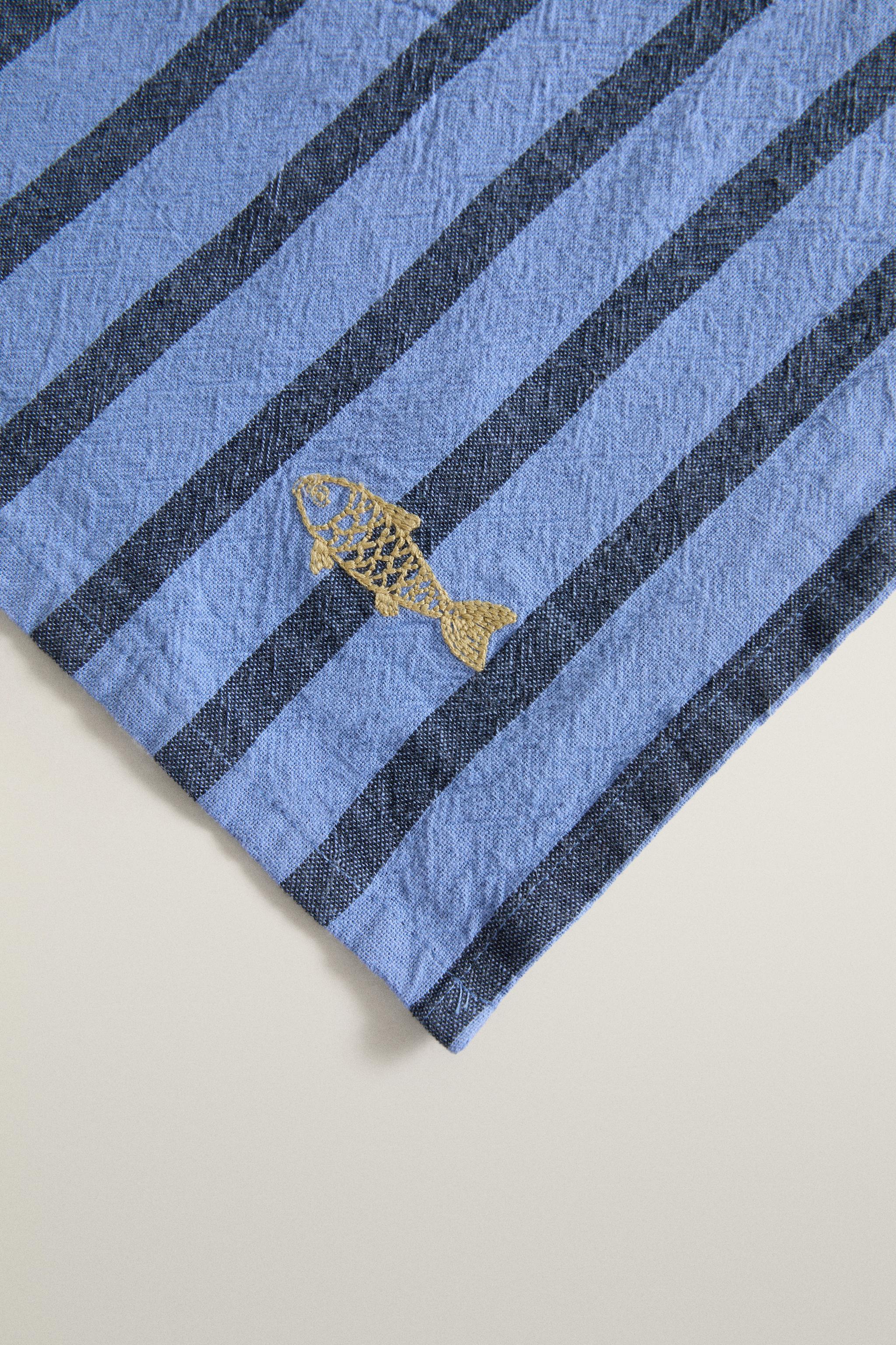 LOT DE 2 SERVIETTES DE TABLE RAYURES FIL TEINTÉ