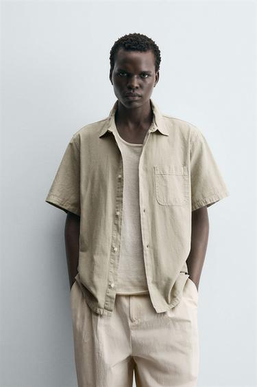 TEXTURED SHIRT WITH POCKET - Khaki by Zara