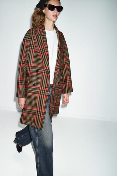 OVERSIZE CHECK COAT - Multicoloured by Zara