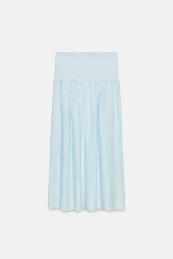 KNIT MIDI SKIRT - Light blue by Zara - Image 0