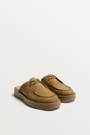 LEATHER CLOGS - Beige by Zara