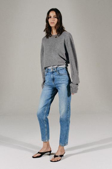Zara Z1975 HIGH-RISE MOM FIT JEANS - Mid-blue
