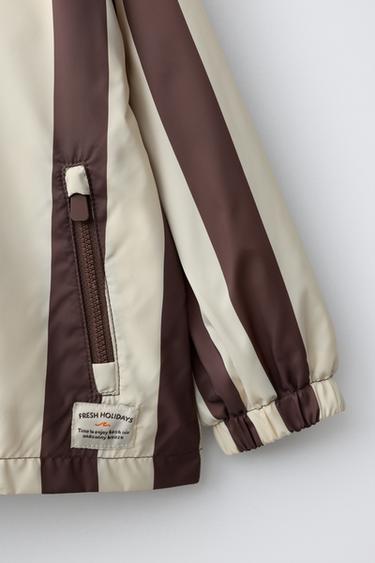 LIGHTWEIGHT STRIPED RAINCOAT - Ecru / Brown by Zara - Image 3