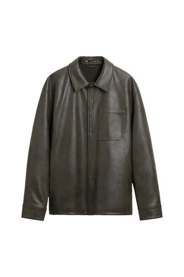 FAUX LEATHER OVERSHIRT