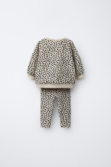 ANIMAL PRINT SWEATSHIRT AND LEGGINGS SET - Ecru by Zara - Image 1