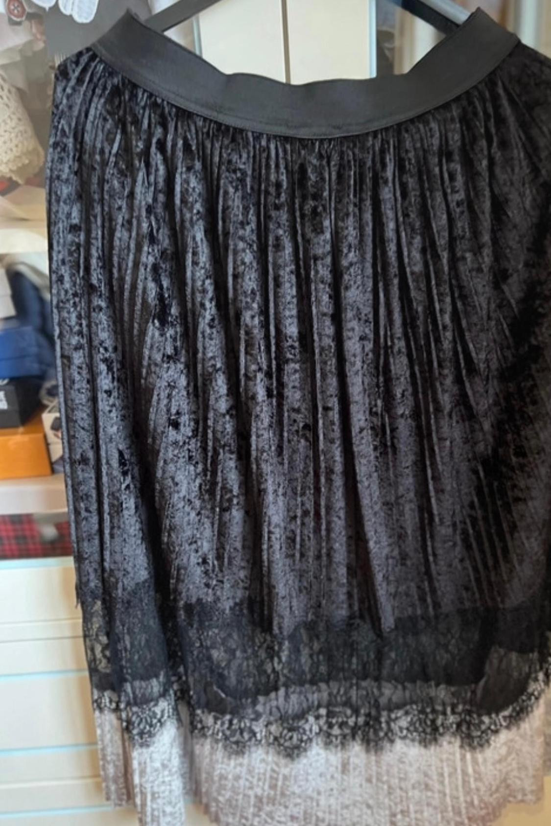 PLEATED VELVET COMBINED SKIRT - Image 5