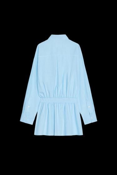 VESTIDO CAMISERO TABLAS - Azul agua de Zara