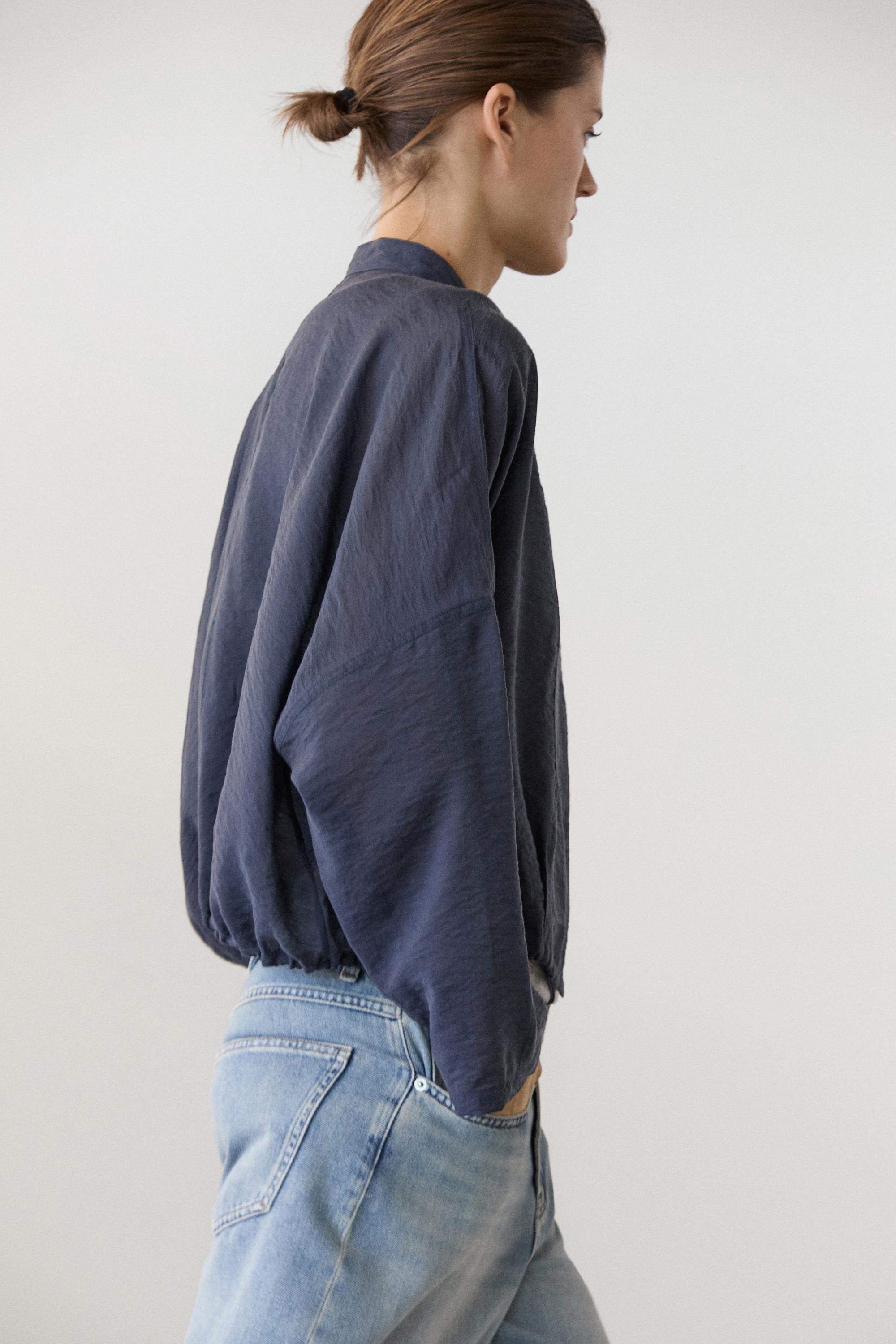 Stand collar bomber jacket with button details