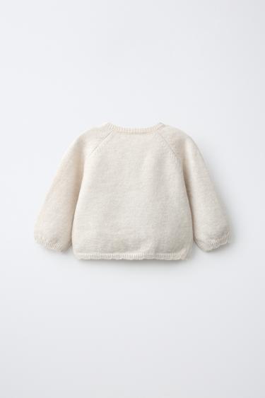 CARDIGAN WITH FLORAL EMBROIDERY — Light beige 2