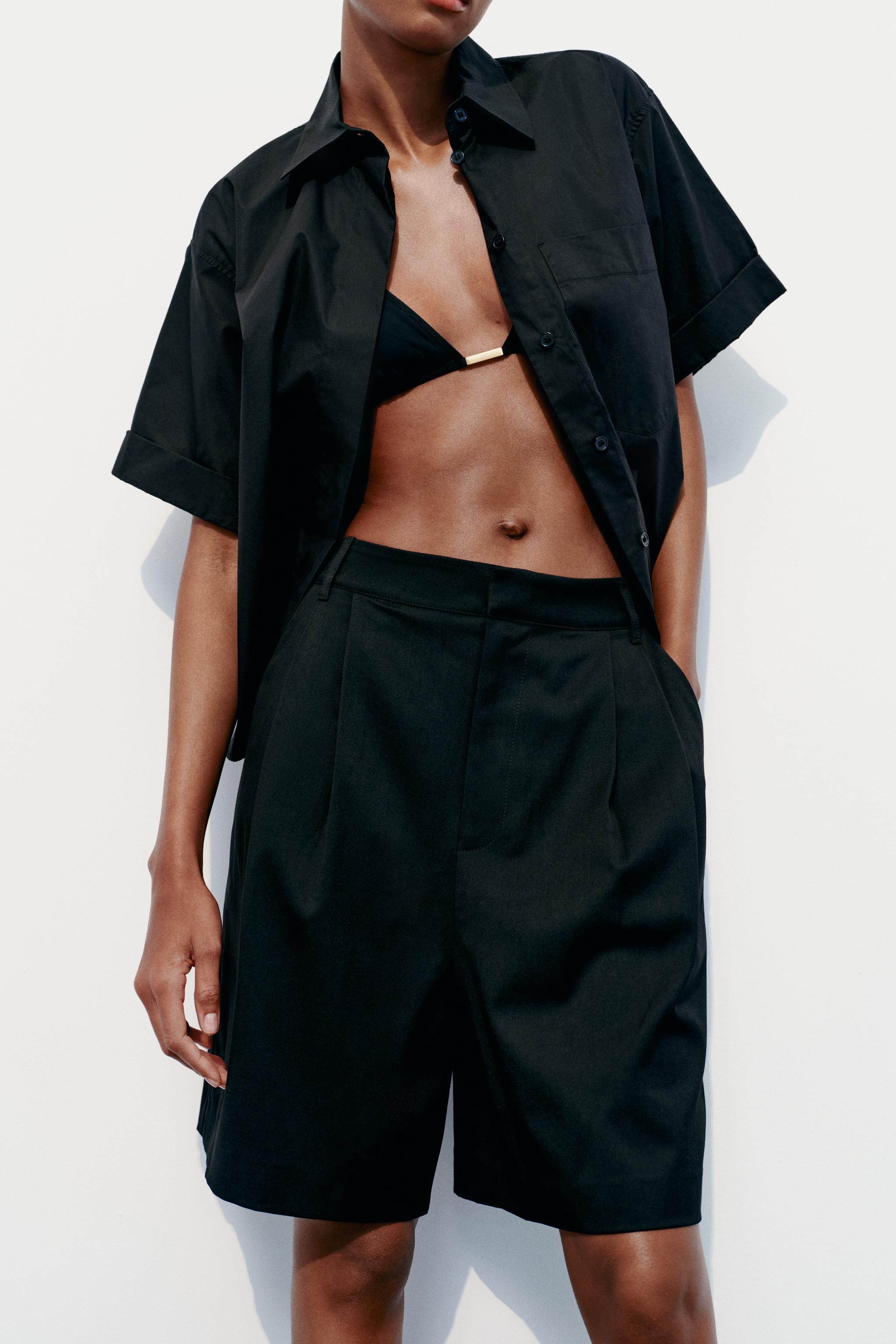 PLEATED SHORTS - Black | ZARA United States