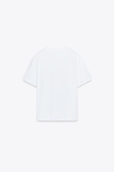 T-SHIRT TEXTE - Blanc / Grenat de Zara - Image 4