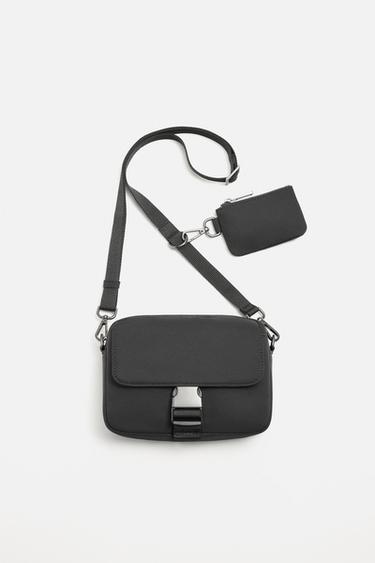Zara NYLON CROSSBODY BAG - Black