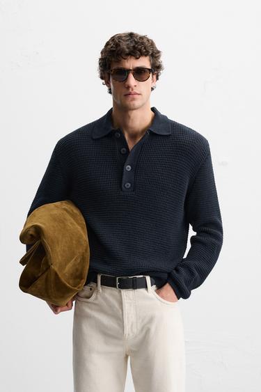 POLO IN PARELSTEEK - Donker marineblauw van Zara