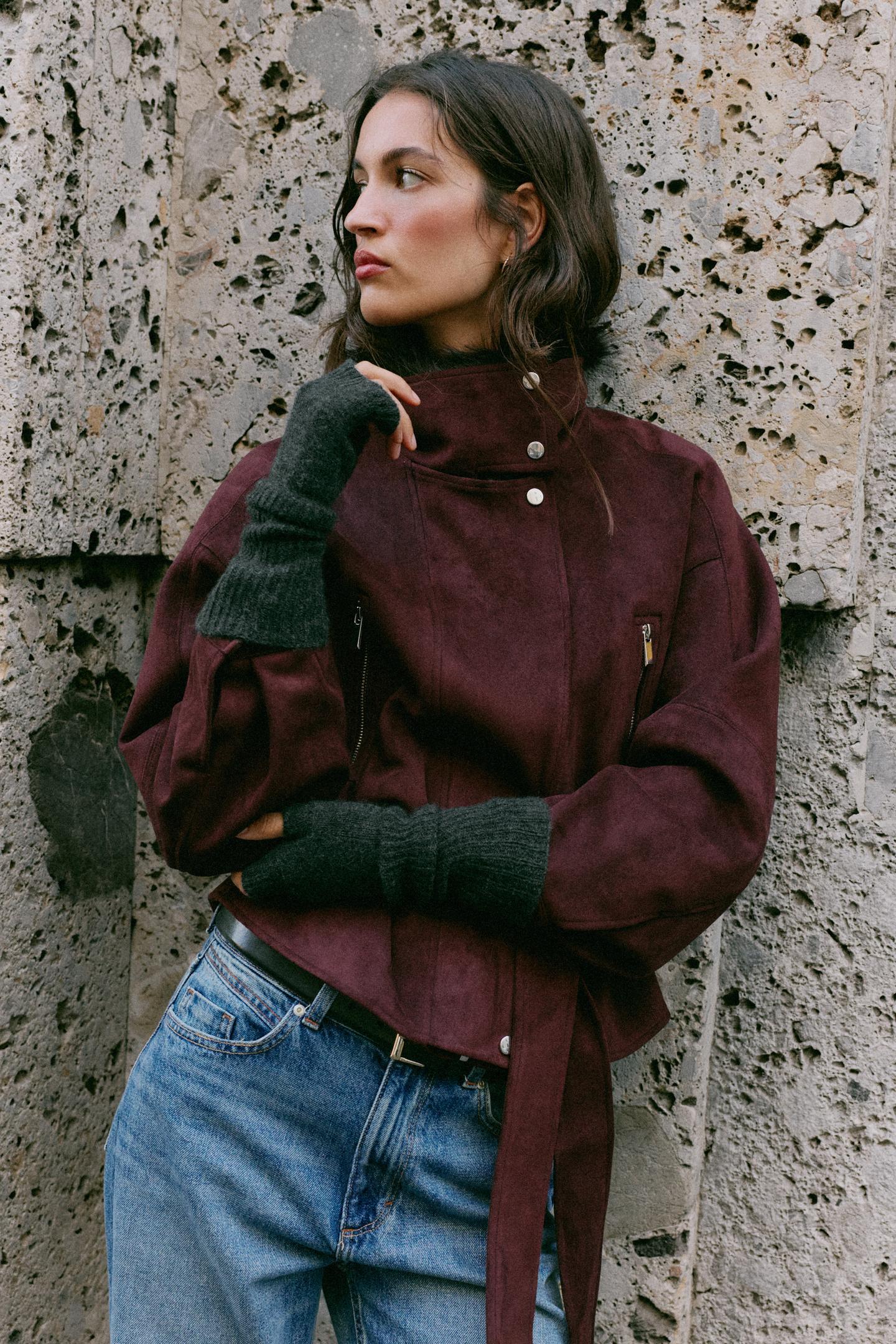 Женские перчатки Zara Long Knit Mittens, цвет: Антрацитовый серый