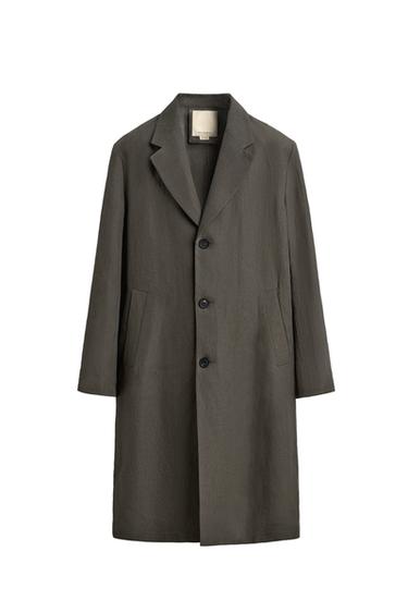 Zara 100% LINEN LIMITED EDITION FROCK COAT - Gray green