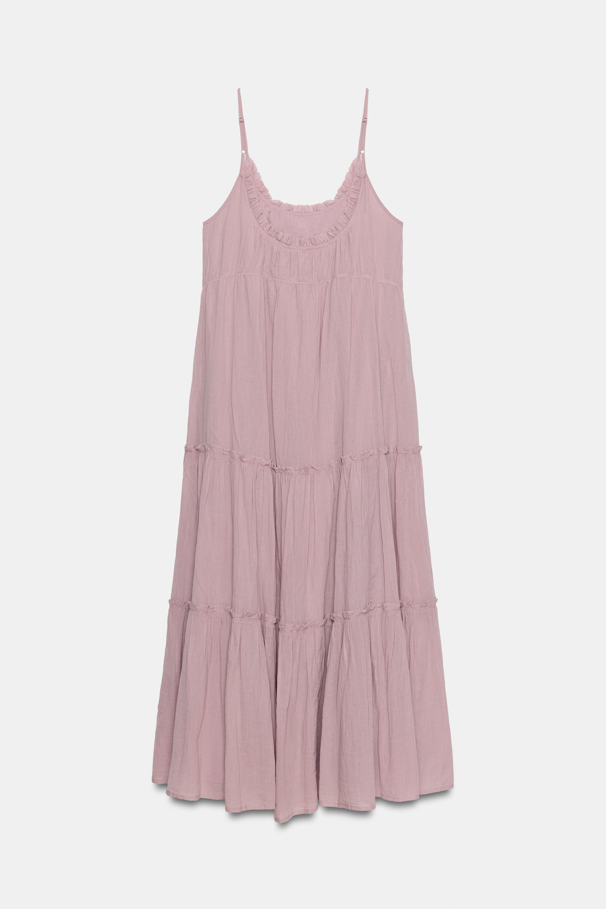 フリルヘムシフォンロングワンピース - リラ | ZARA Japan / 日本