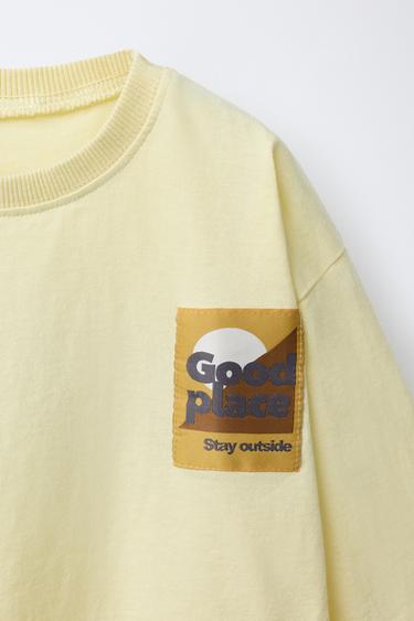 T-SHIRT WITH LABEL PRINT - Light yellow by Zara - Image 2