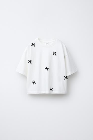CAMISETA LAZOS - Blanco roto de Zara