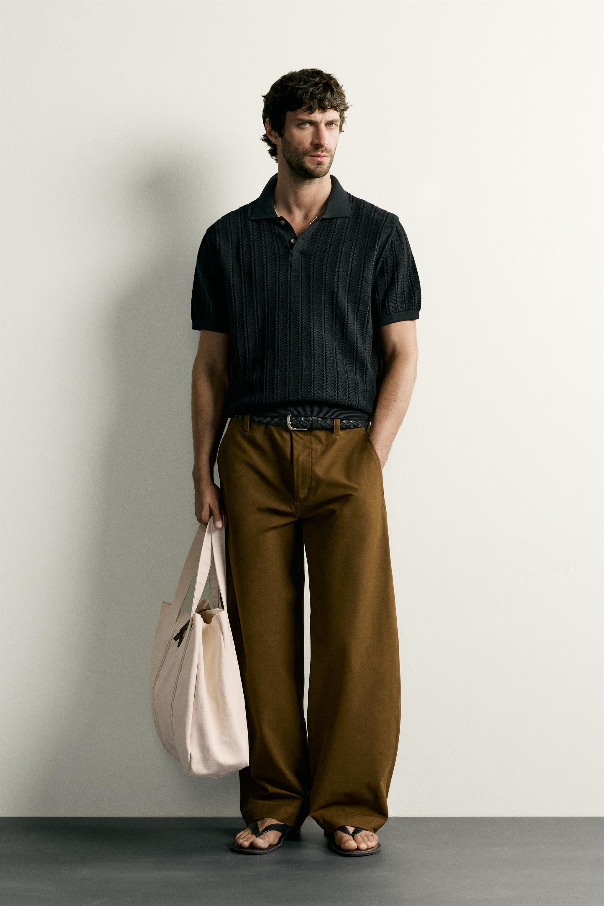 OPEN-KNIT TEXTURED POLO
