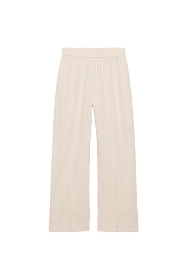 GERADE GESCHNITTENE LEINENHOSE - Hellbeige von Zara