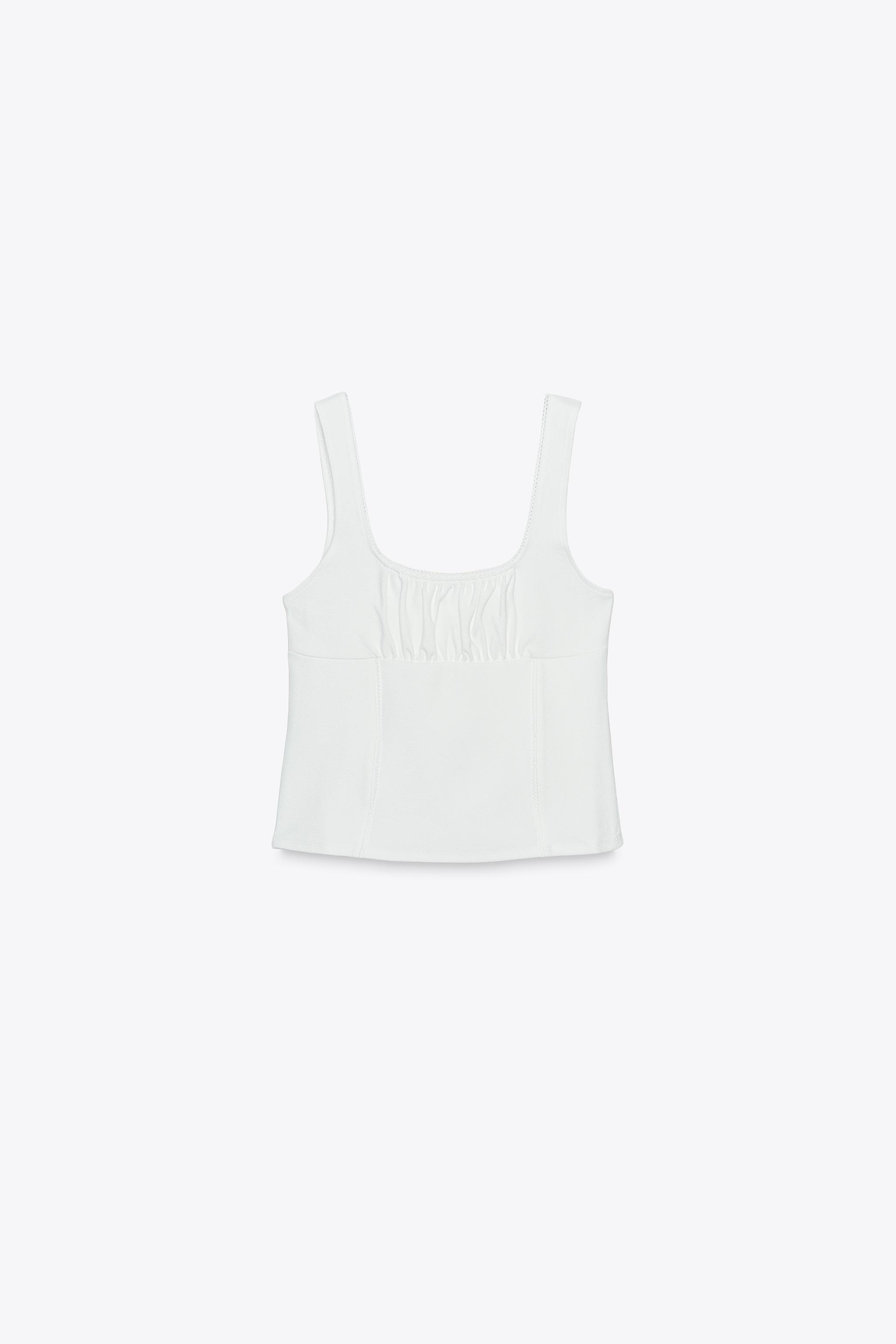 OPEN YY☆24FW PICOT TRIM FITTED TOP PICOT TRIM TOP - White | ZARA United States