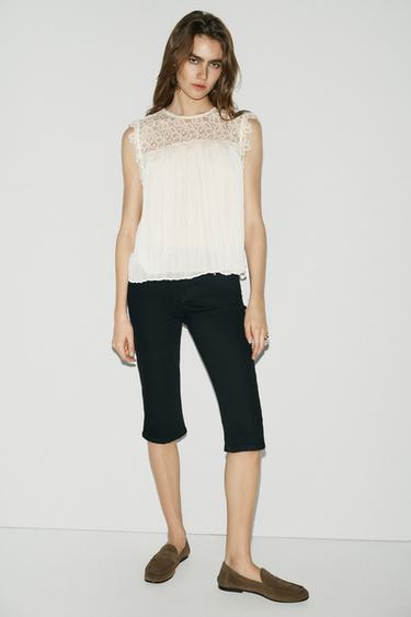 COMBINED CROCHET TOP - Ecru by Zara