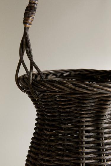 RATTAN VASE BASKET WITH HANDLE - Black by Zara - Image 4