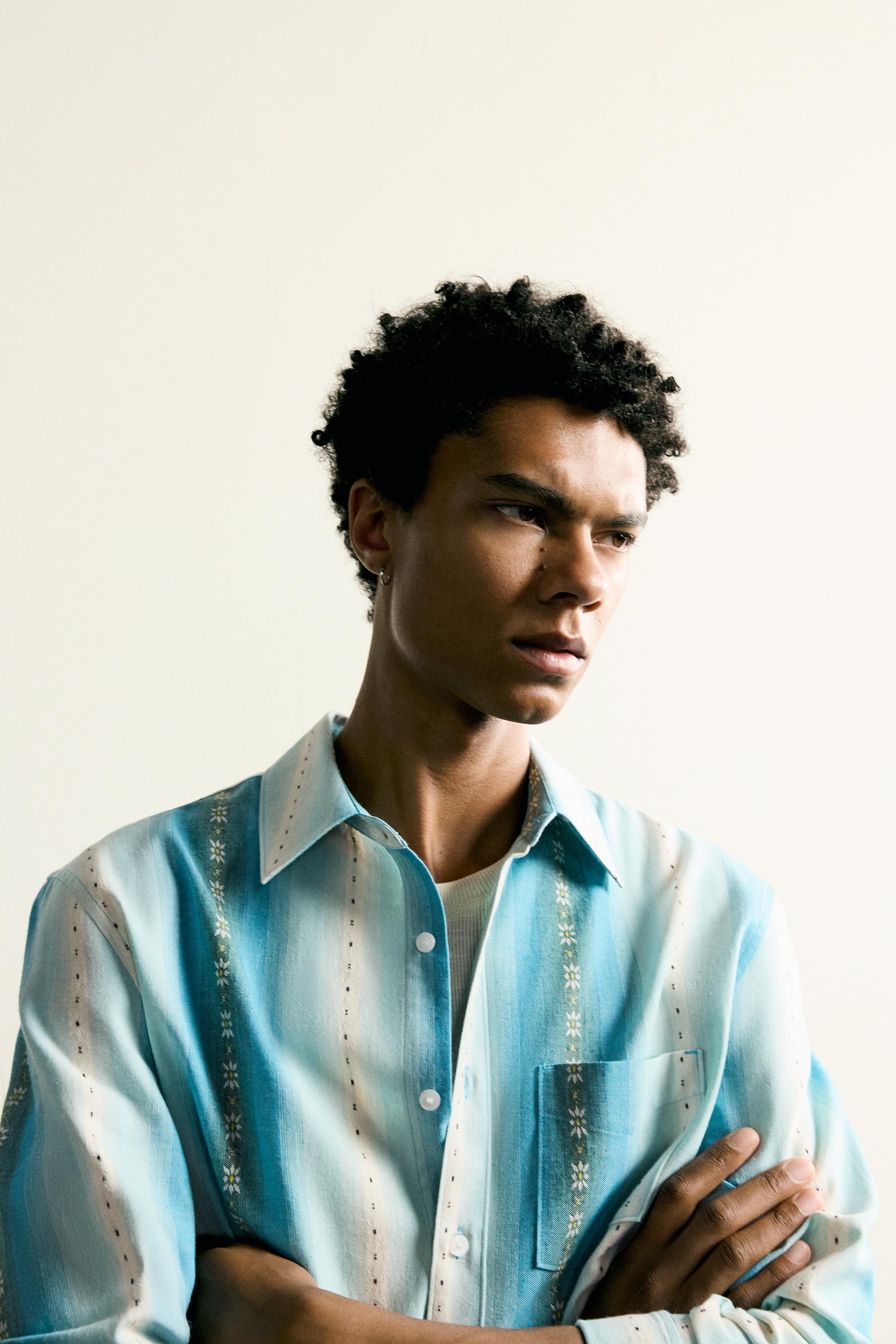 CHEMISE JACQUARD À RAYURES COUPE DÉCONTRACTÉE