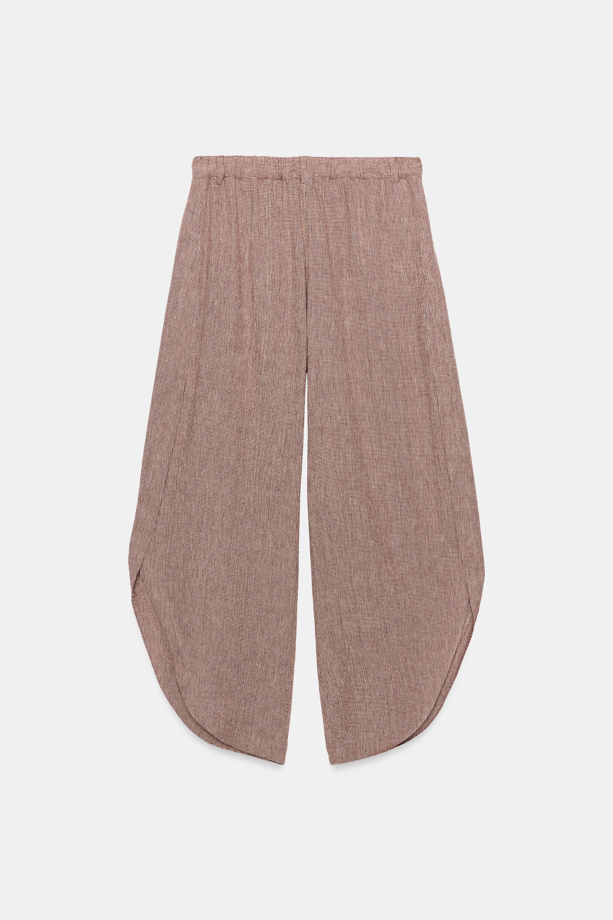 ZW COLLECTION LINEN BLEND VENTED TROUSERS - Maroon | ZARA Canada