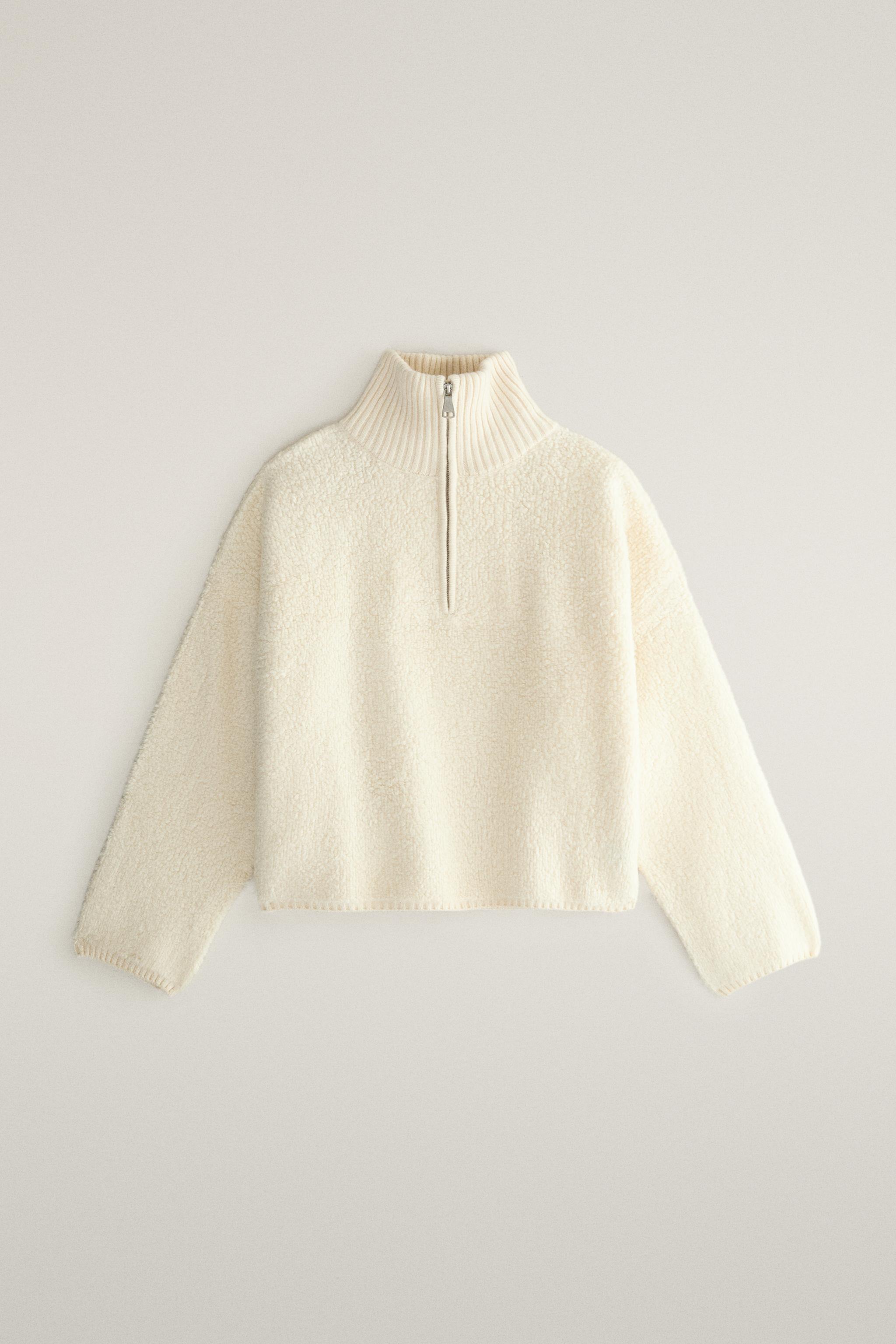 JERSEY EN LAINE ZIPPÉ EFFET MOUTON
