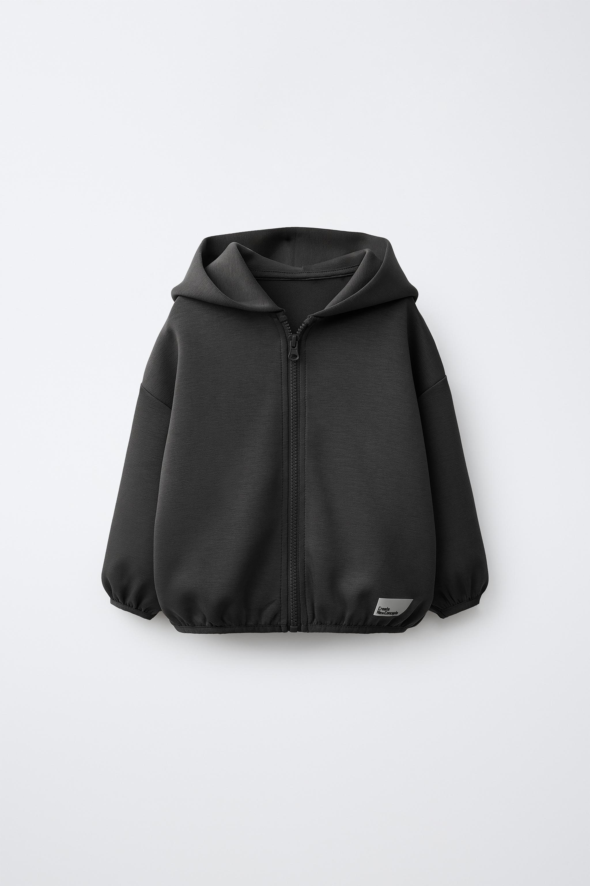 INTERLOCK ZIP-UP HOODIE — Anthracite grey