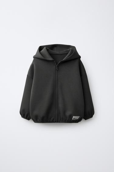 Zara INTERLOCK SWEATER MAJICA S PATENTNIM ZATVARAČEM – antracit siva