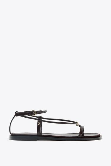 Zaras SKINNSANDALER MED SMALA REMMAR - Brun