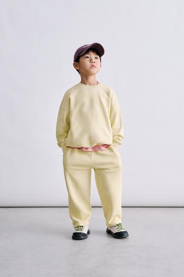 Zara SWEATSHIRT AND WIDE LEG PANTS SET WITH LABEL - Yellow