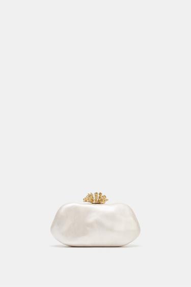Zara METALLIC DETAIL CLUTCH - white - Image 0