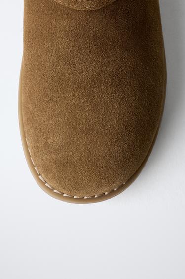 LEATHER ANKLE BOOTS WITH FAUX SHEARLING - Brown by Zara - Image 5