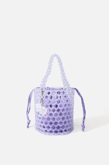 BEADED CYLINDRICAL BUCKET BAG - Violet by Zara