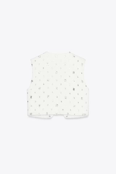 SHORT SEQUIN WAISTCOAT - White by Zara - Image 5
