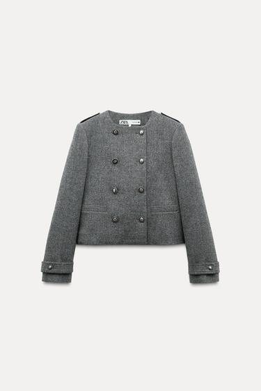 SAKO S VLNOU A KNOFLĺKY ZW COLLECTION - Antracitová šedá od Zara