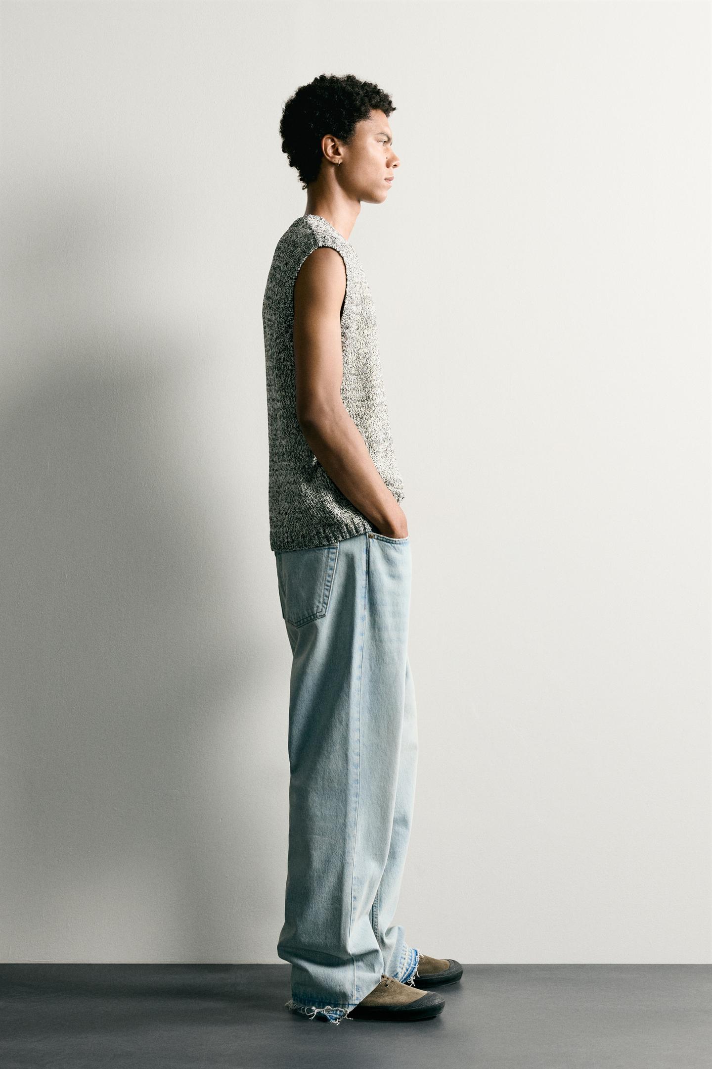 Мужской жилет Zara Textured Knit Vest, цвет: Экрю — фото 4