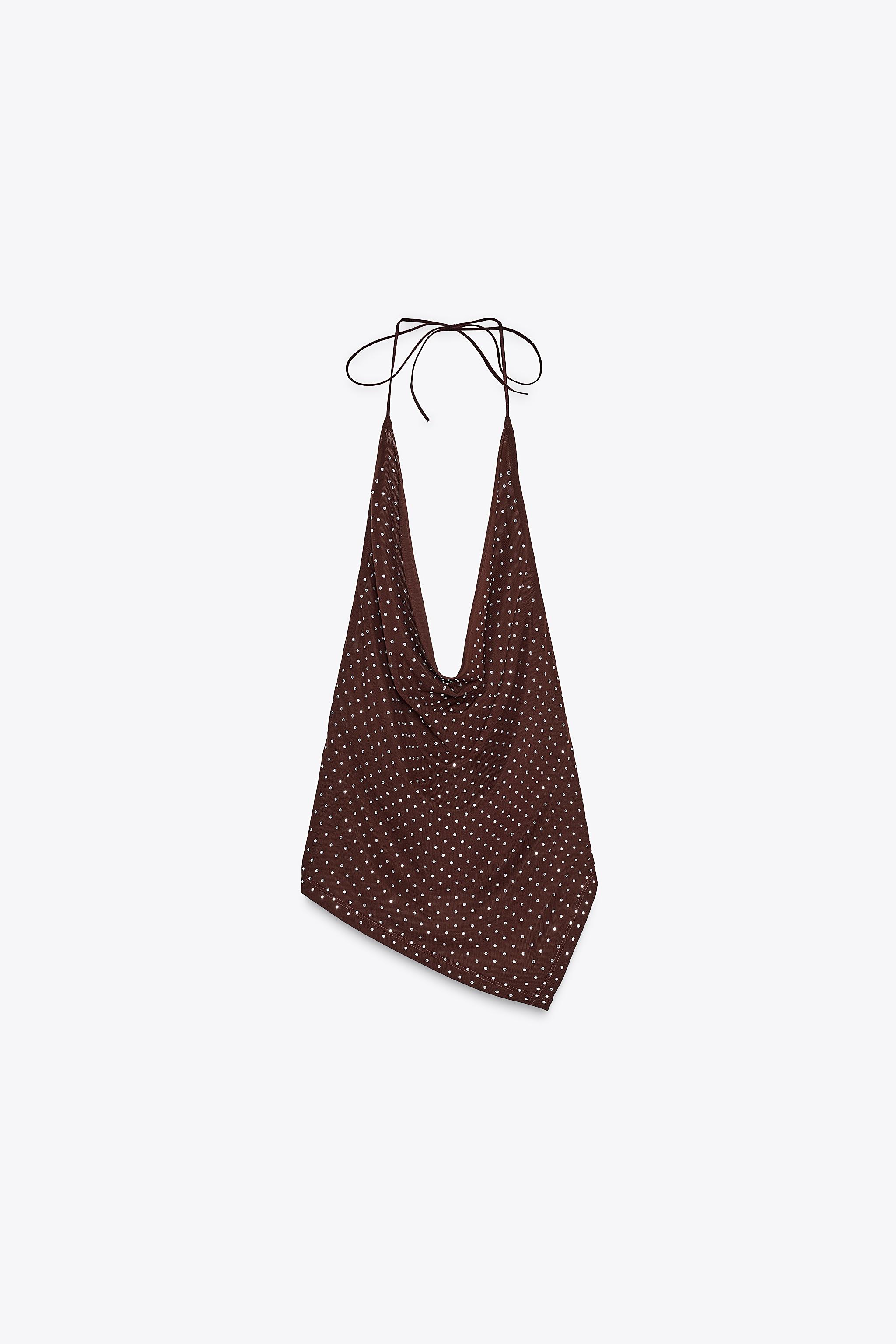 ららららん RHINESTONE TULLE TOP - Black | ZARA United States