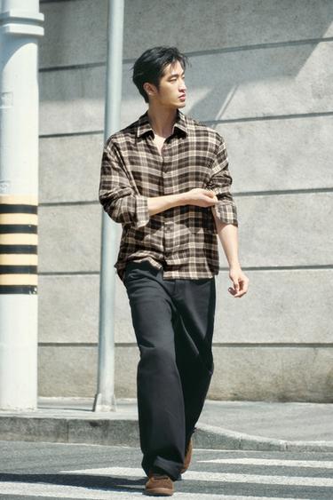 RELAXED FIT CHECK SHIRT - Black / White by Zara