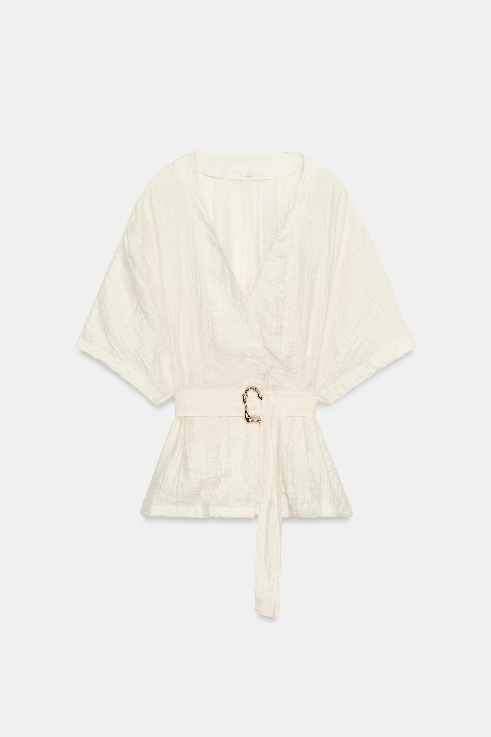 Женские топы Zara BELTED TOP WITH BUCKLE — фото 7