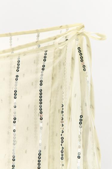 JUPE PARÉO À SEQUINS - Jaune clair de Zara - Image 6