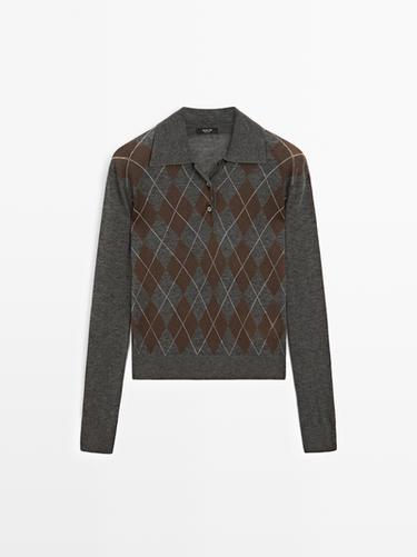 Zara Polo sweater with diamond detail - Mid-gray