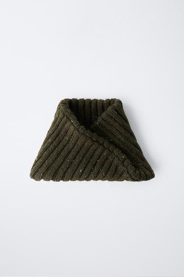 AGES 6-14 / WOOL BLEND BUTTON-UP KNIT NECK WARMER - Green by Zara - Image 3
