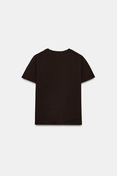 RUSTIC COTTON T-SHIRT - Chocolate by Zara - Image 5