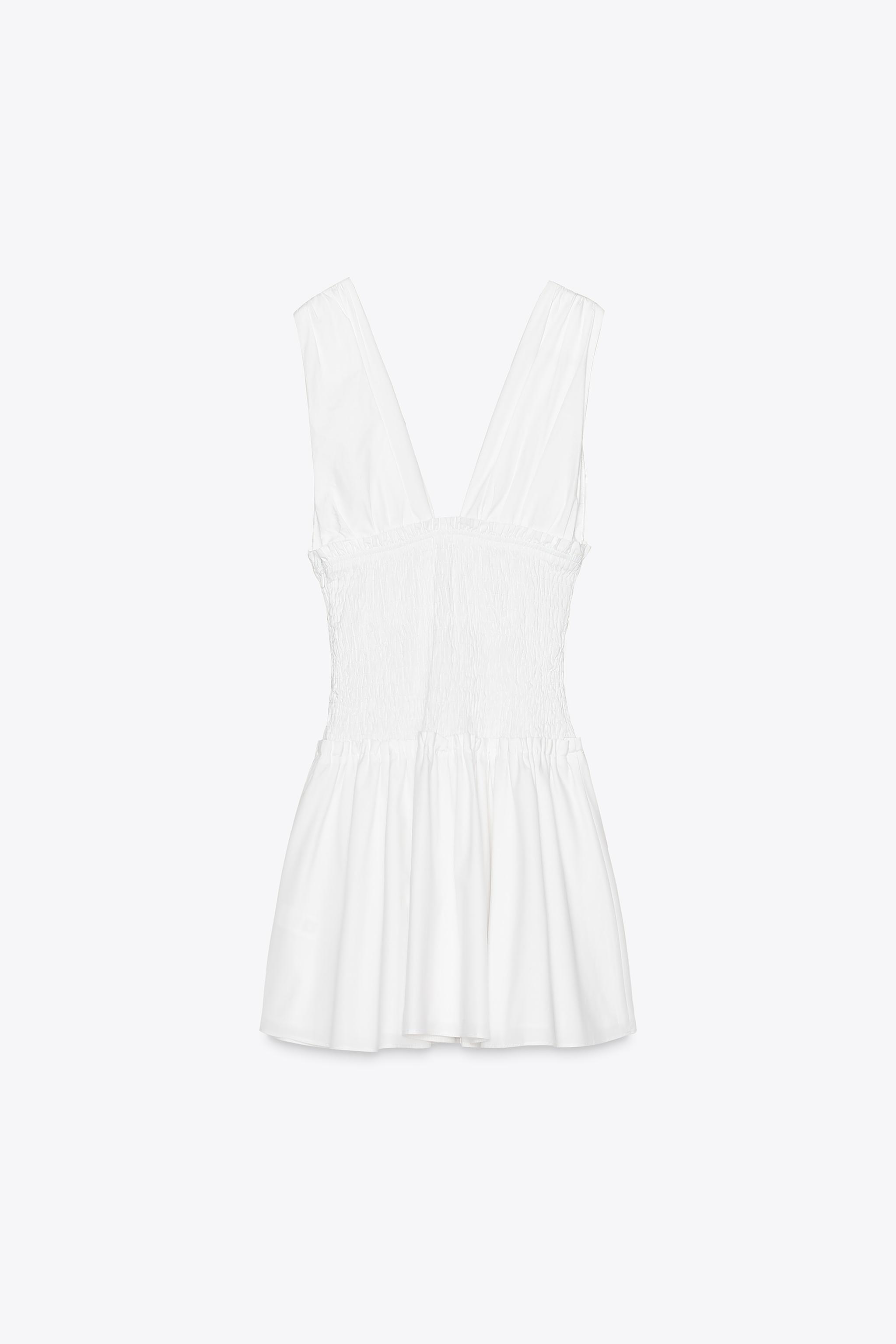【ZARA】リボン ポプリンワンピース ホワイト | 3011/205/250 リボン ポプリンワンピース - ホワイト | ZARA Japan / 日本